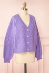 Alony Lilac Knit Cardigan w/ Buttons | Boutique 1861 side view