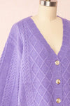Alony Lilac Knit Cardigan w/ Buttons | Boutique 1861 side close up