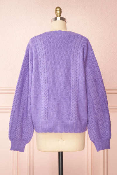 Alony Lilac Knit Cardigan w/ Buttons | Boutique 1861 back view