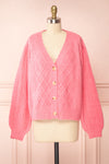 Alony Pink Knit Cardigan w/ Buttons | Boutique 1861 front view