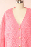 Alony Pink Knit Cardigan w/ Buttons | Boutique 1861 front close up