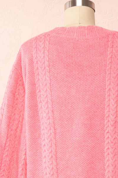 Alony Pink Knit Cardigan w/ Buttons | Boutique 1861 back close up