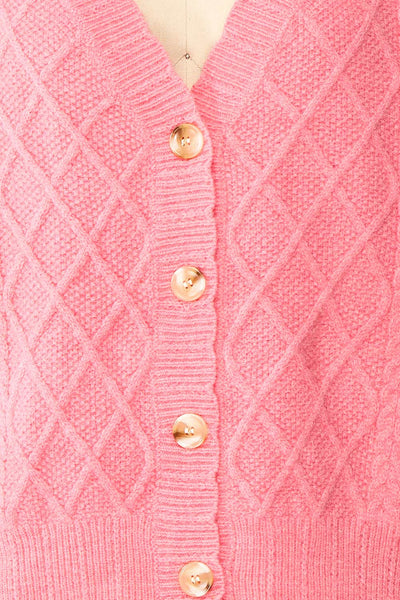Alony Pink Knit Cardigan w/ Buttons | Boutique 1861 fabric