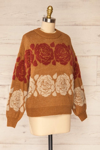 Alopronoia Rose Pattern Round Collar Sweater | La petite garçonne side view