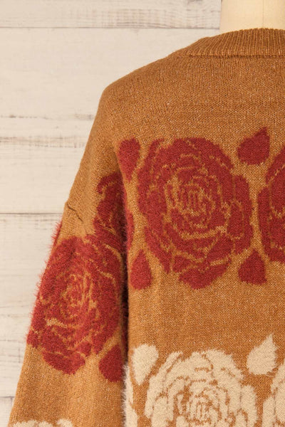 Alopronoia Rose Pattern Round Collar Sweater | La petite garçonne back close-up