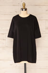 Alta Black Oversized Cotton T-Shirt | La petite garçonne front view