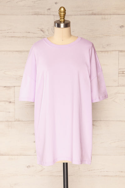 Alta Lilac Oversized Cotton T-Shirt | La petite garçonne front view