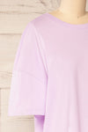 Alta Lilac Oversized Cotton T-Shirt | La petite garçonne side close up
