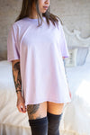 Alta Lilac Oversized Cotton T-Shirt | La petite garçonne on model