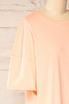 Alta Peach Oversized Cotton T-Shirt | La petite garçonne side close up
