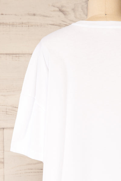 Alta White Oversized Cotton T-Shirt | La petite garçonne back close up