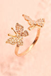 Altesco Open Golden Ring w Crystal Butterflies close-up | Boutique 1861
