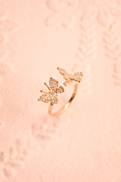 Altesco Open Golden Ring w Crystal Butterflies | Boutique 1861