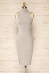 Alvarus Grey Sleeveless Fitted Midi Dress | La petite garçonne front view