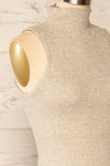 Alvarus Sand Sleeveless Fitted Midi Dress | La petite garçonne side close-up