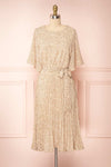 Alvie Cream Short Sleeve Floral Midi Dress | Boutique 1861 front view