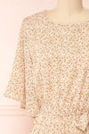Alvie Cream Short Sleeve Floral Midi Dress | Boutique 1861 front close up