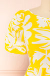 Alyx Short Yellow Sunflower Dress | Boutique 1861 front close-up
