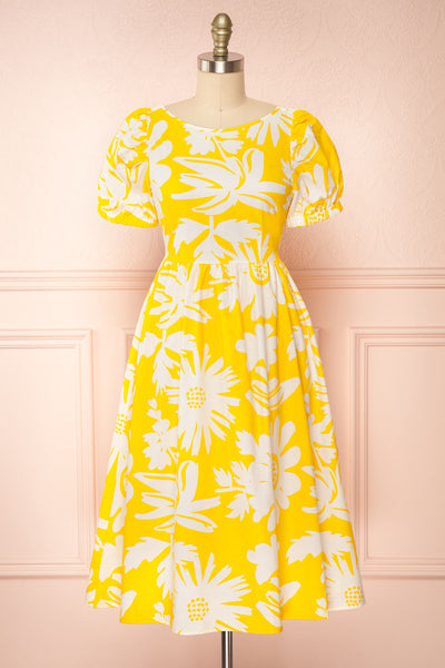 Alyx Short Yellow Sunflower Dress | Boutique 1861 front view