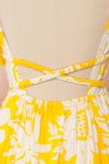 Alyx Short Yellow Sunflower Dress | Boutique 1861 back close-up