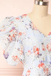 Alyxa Short Floral Dress w/ Puffy Sleeves | Boutique 1861 side close up