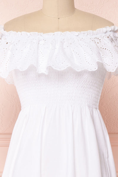 Amaa Coton White Off-Shoulder Midi A-Line Dress | Boutique 1861 3