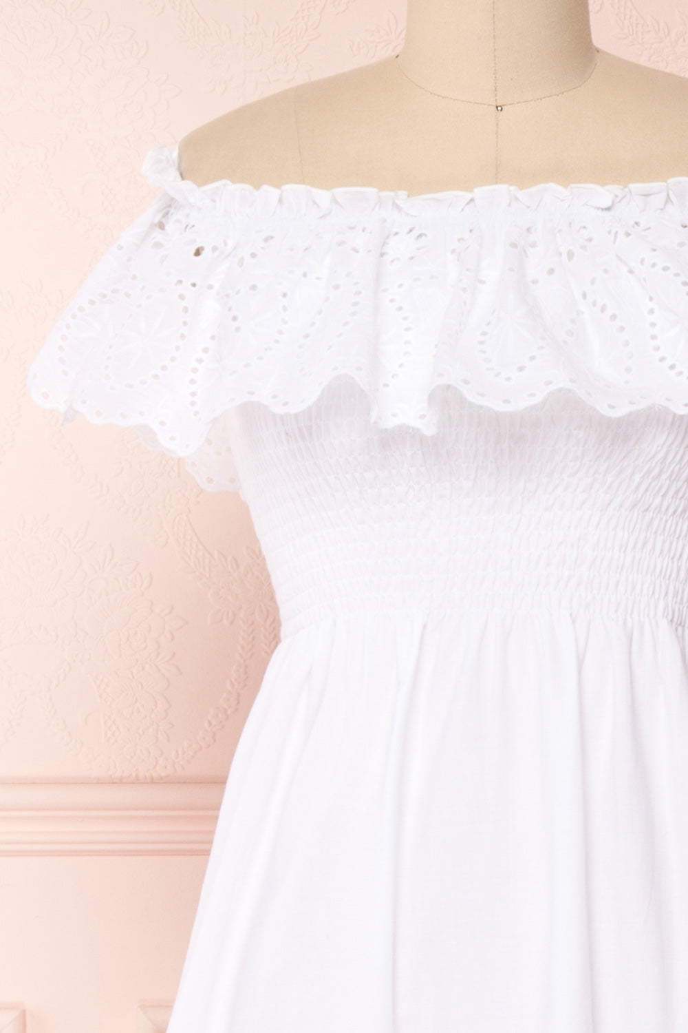 Amaa Coton White Off-Shoulder Midi A-Line Dress | Boutique 1861 2