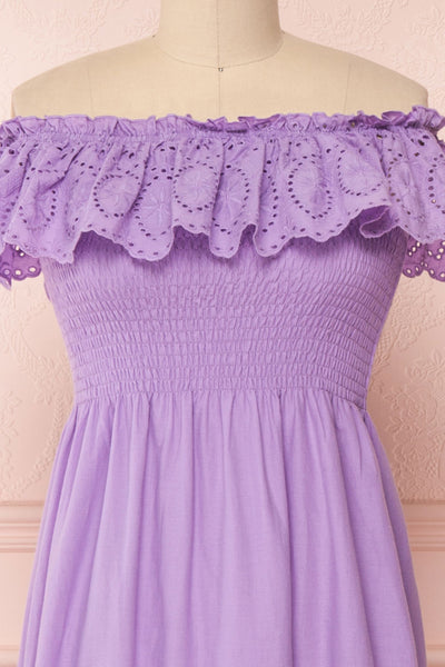 Amaa Lavande Purple Off-Shoulder Midi A-Line Dress | Boutique 1861 3