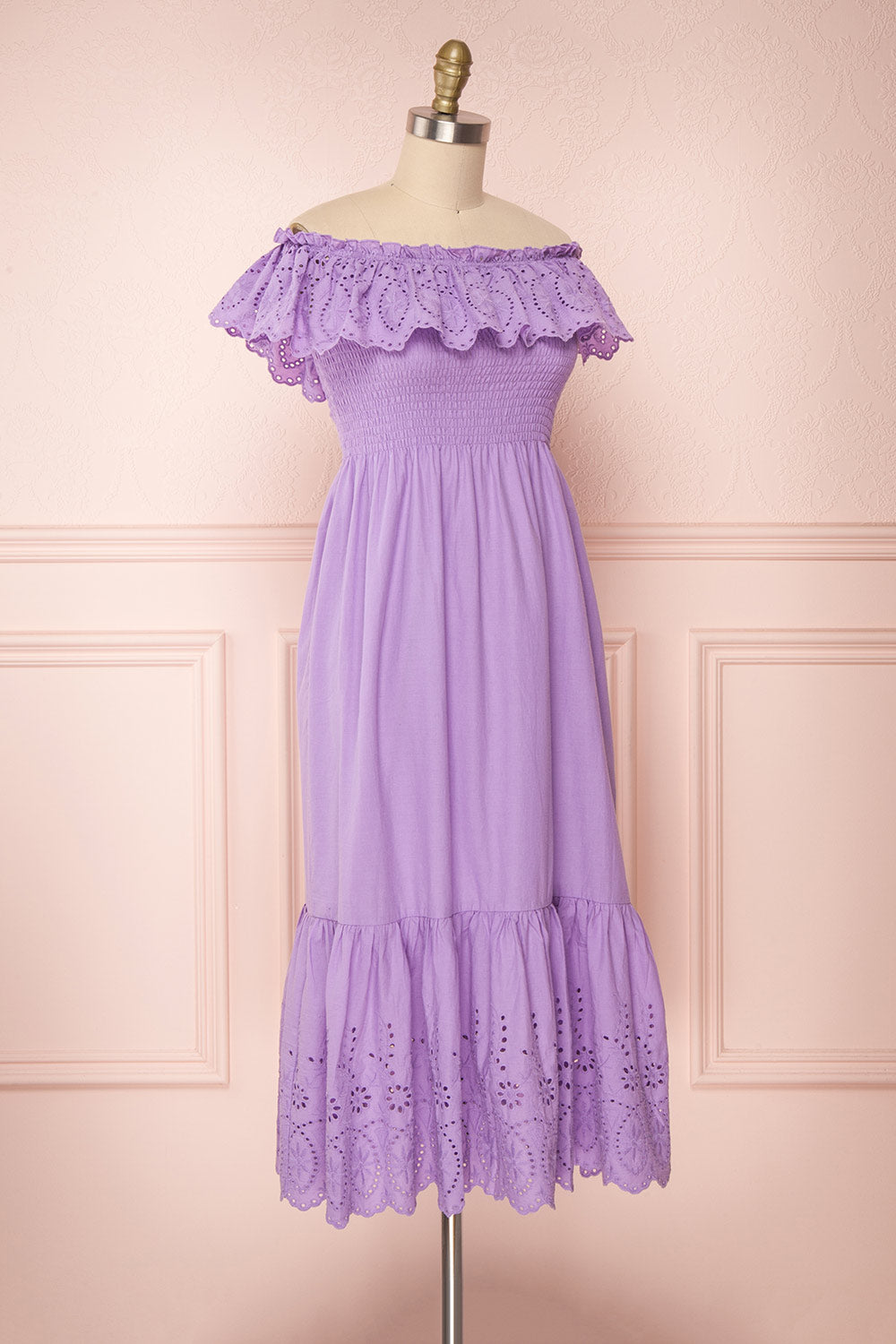 Amaa Lavande Purple Off-Shoulder Midi A-Line Dress | Boutique 1861 4