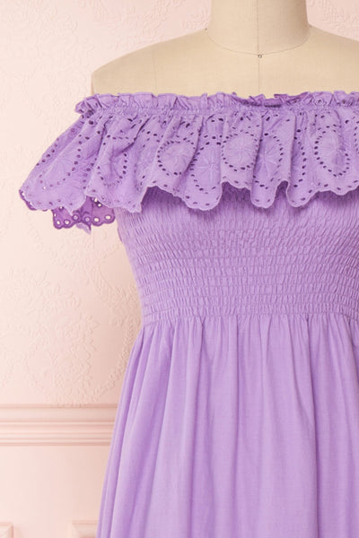 Amaa Lavande Purple Off-Shoulder Midi A-Line Dress | Boutique 1861 2