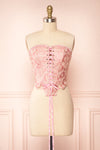 Amadina Pink Strapless Cropped Corset | Boutique 1861 front view