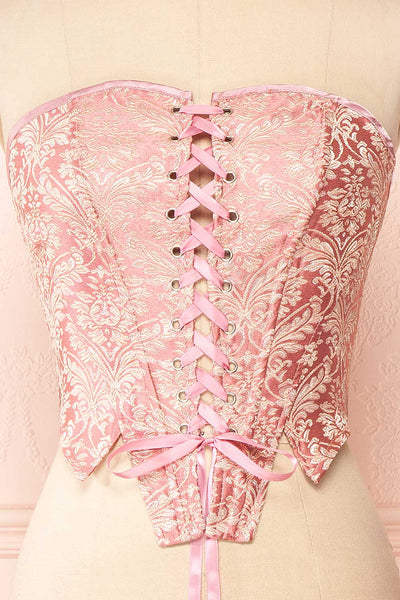 Amadina Pink Strapless Cropped Corset | Boutique 1861 front close up
