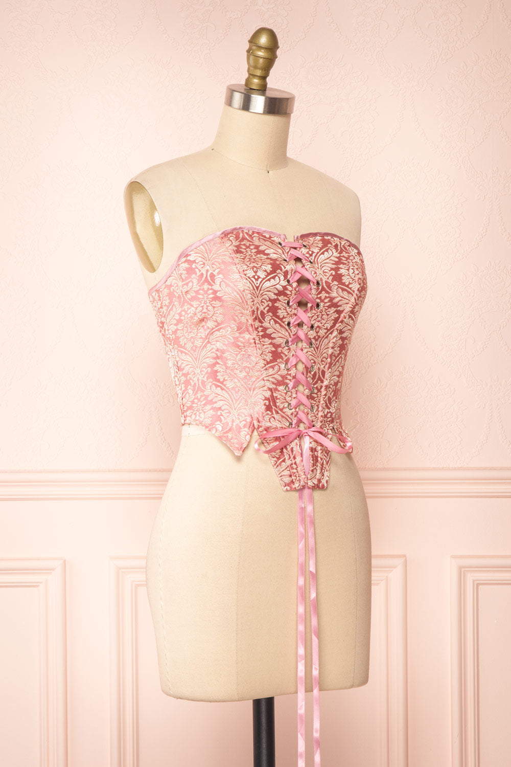 Amadina Pink Strapless Cropped Corset | Boutique 1861 side view