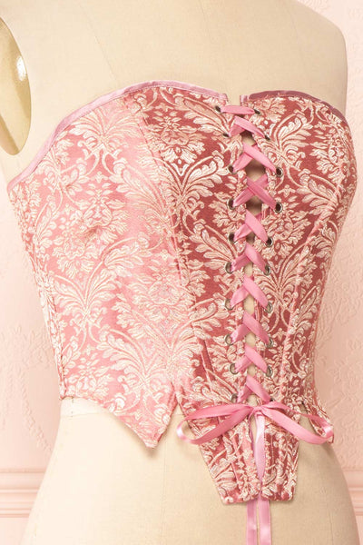 Amadina Pink Strapless Cropped Corset | Boutique 1861 side close up