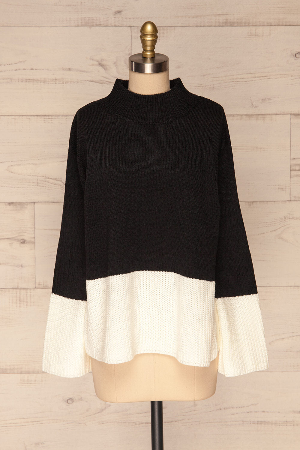 Barisci Black & White Block Knit Sweater front view | La Petite Garçonne