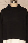 Barisci Black & White Block Knit Sweater front close up | La Petite Garçonne