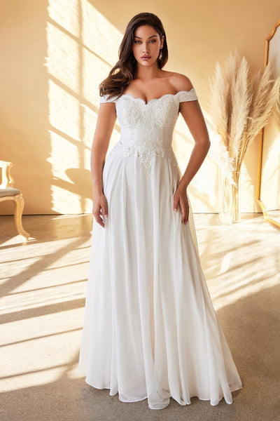 Amanda White Off-Shoulder Maxi Bridal Dress | Boudoir 1861 model