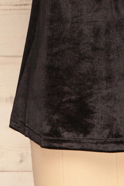 Amantea Black Velvet Camisole | Noir | La Petite Garçonne bottom close-up
