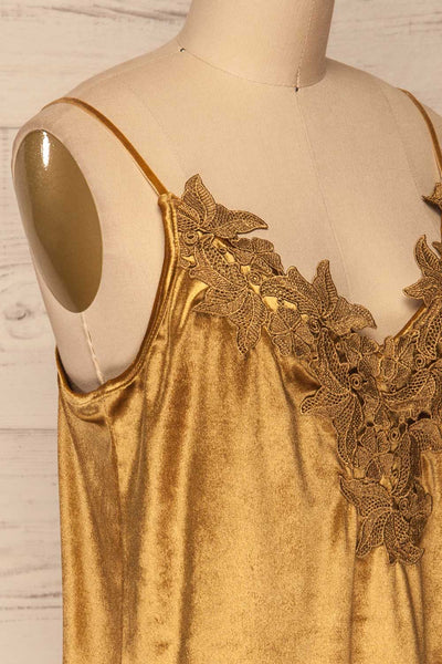 Amantea Moutarde Gold Camisole | Velours | La Petite Garçonne side close-up