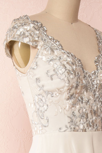 Amaretti Embroidered Maxi Dress | Robe | Boutique 1861 side close-up