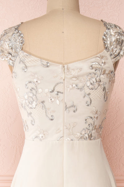Amaretti Embroidered Maxi Dress | Robe | Boutique 1861 back close-up