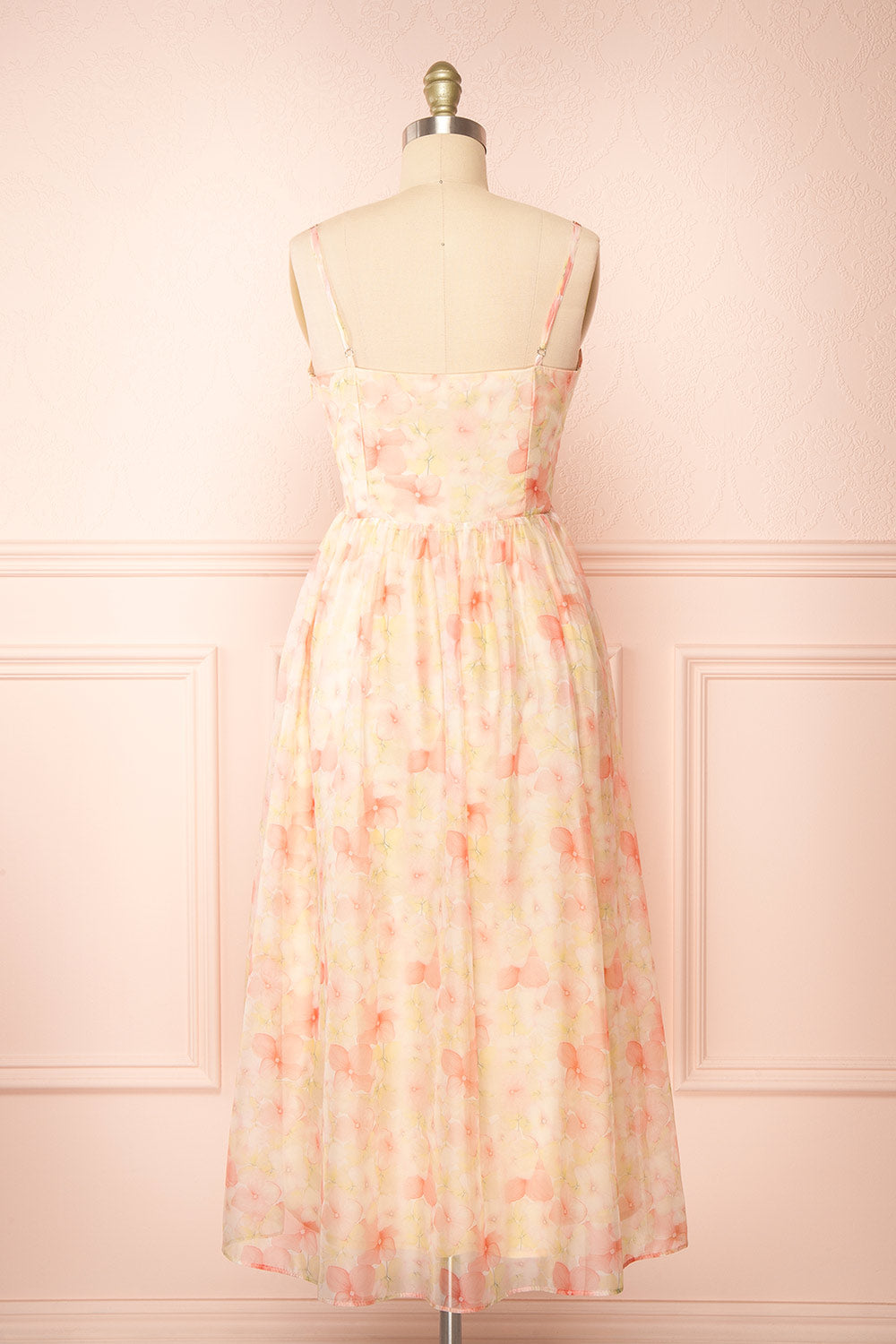 Ambu Floral Midi Dress w/ Buttons | Boutique 1861 back view