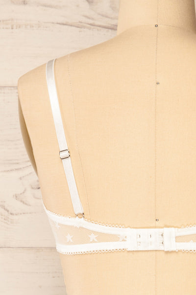Amerikana White Mesh Bralette w/ Embroidered Stars back close-up