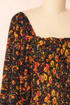 Ametza Black Floral Ruched Dress | Boutique 1861 side close-up