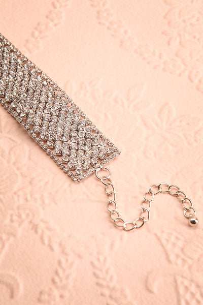 Amicie Silver Crystal Studded Choker Necklace | Boutique 1861 flat lay