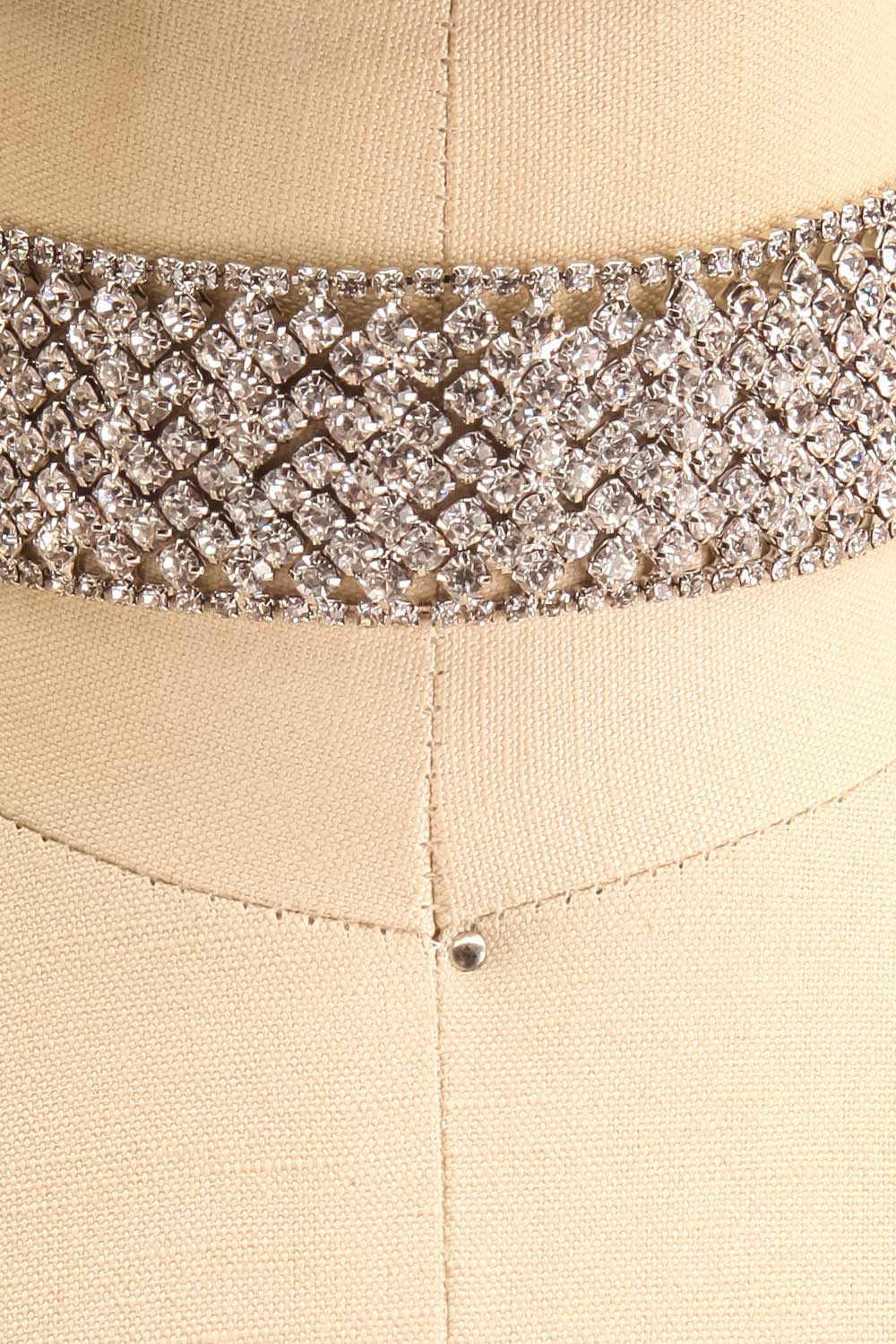 Amicie Silver Crystal Studded Choker Necklace | Boutique 1861 close-up