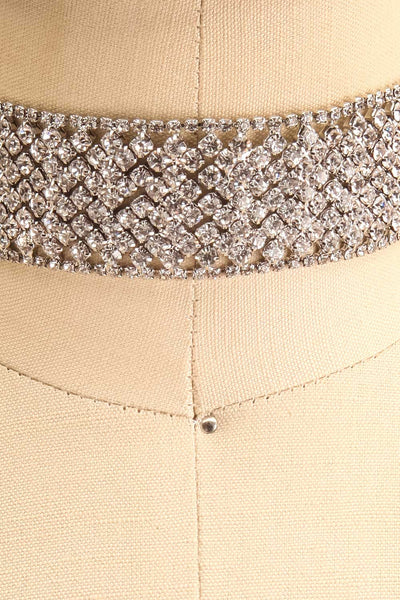 Amicie Silver Crystal Studded Choker Necklace | Boutique 1861 close-up