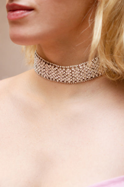 Amicie Silver Crystal Studded Choker Necklace | Boutique 1861 model