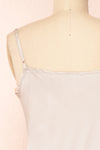 Amira Beige Short Satin Slip Dress with Lace | Boutique 1861 back close-up