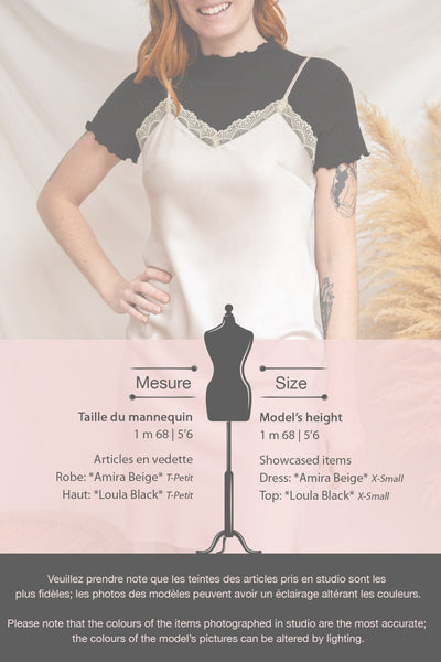 Amira Beige Short Satin Slip Dress with Lace | Boutique 1861 fiche